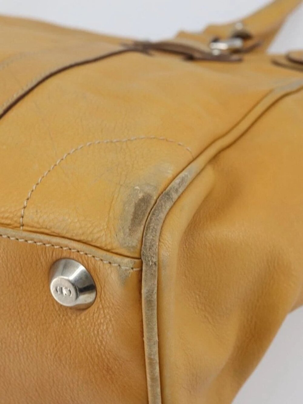Christian Dior Hand Bag Leather Beige Silver Auth ep13147 - Picture 5 of 16